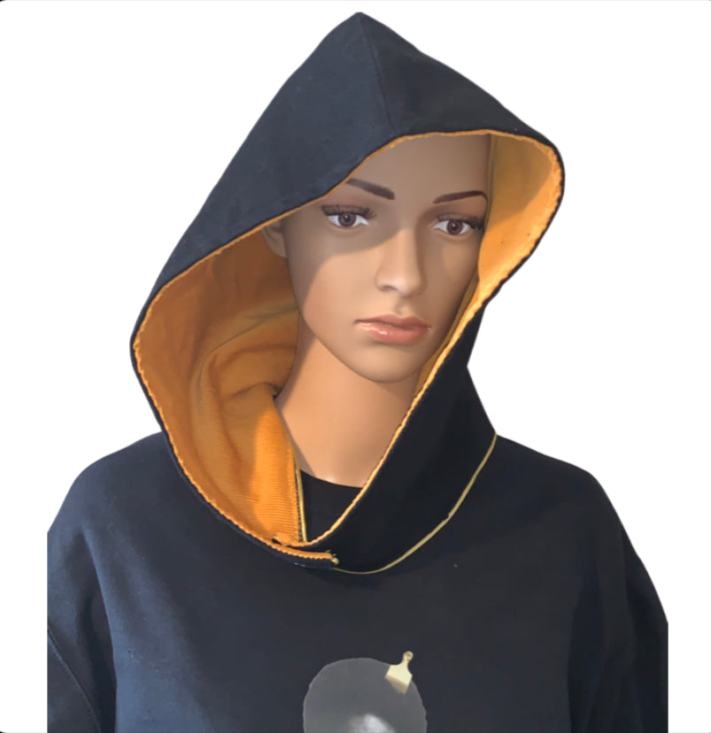 Black & Gold Hooded Muffler